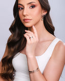 Brinco Argola Click Barroca Verde Jade 3.3 cm Ródio Branco