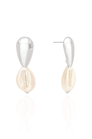 Brinco Liso Buzios 3.8 cm Ródio Branco