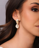 Brinco Liso Buzios 3.8 cm Banhado a Ouro 18K