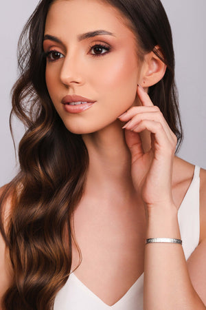 Bracelete Riscado Texturizado 5 mm Ródio Branco