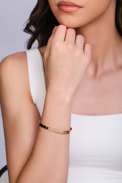 Bracelete Liso Flat 5mm Banhado a Ouro 18K