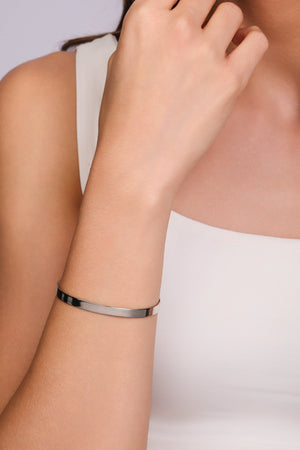 Bracelete Liso 5 mm Ródio Branco