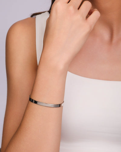 Bracelete Liso Flat 5 mm Ródio Branco