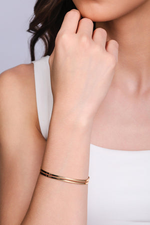 Bracelete Dois Filetes Lisos 6 mm Banhado a Ouro 18K