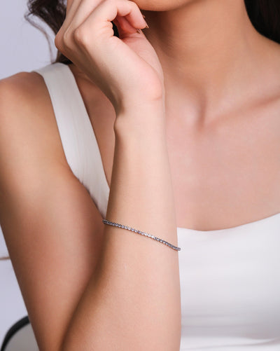 Pulseira Riviera Ametista 2 mm Ródio Branco