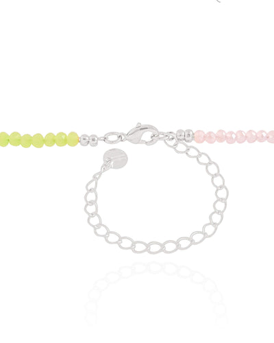 Choker Cristais Coloridos Concha Ródio Branco - 32 cm