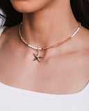 Choker Cristais Coloridos Estrela do Mar Banhada a Ouro 18K
