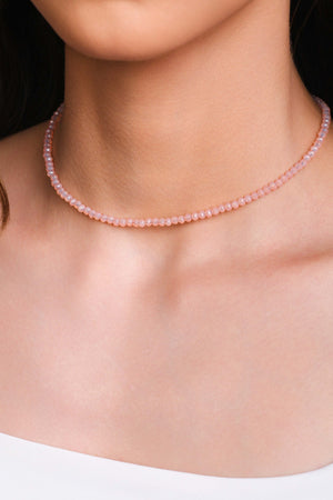 Choker Cristais Rosas 3 mm Banhado a Ouro 18K