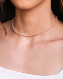 Choker Cristais Rosas 3 mm Banhado a Ouro 18K