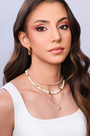Choker Madrepérolas Quadrados Lisos Banhado a Ouro 18K