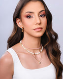 Choker Madrepérolas Quadrados Lisos Banhado a Ouro 18K