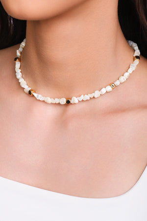 Choker Madrepérolas Quadrados Lisos Banhado a Ouro 18K