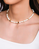 Choker Madrepérolas Quadrados Lisos Banhado a Ouro 18K