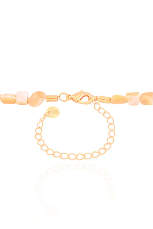 Choker Madrepérolas Marrom Quadrados Lisos Banhado a Ouro 18K