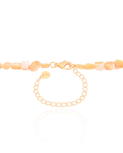 Choker Madrepérolas Marrom Quadrados Lisos Banhado a Ouro 18K