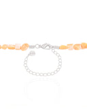 Choker Madrepérolas Marrom Quadrados Lisos Ródio Branco
