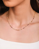 Choker Cristais Coloridos Bolinhas Banhado a Ouro 18K