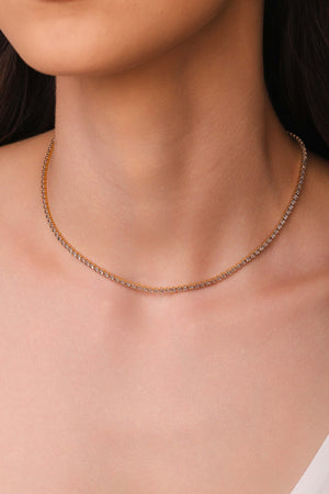 Choker Riviera Ametista 2 mm Banhado a Ouro 18K