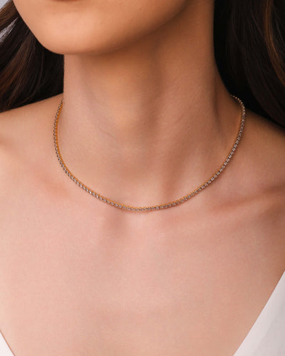 Choker Riviera Ametista 2 mm Banhado a Ouro 18K - 32 cm