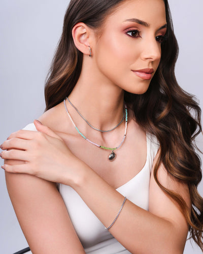 Choker Riviera Ametista 2 mm Ródio Branco - 32 cm