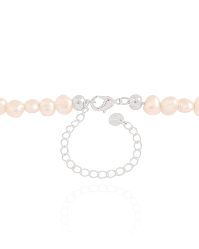 Choker Marítima Pérolas Ródio Branco - 35 cm