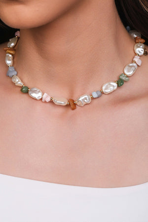 Choker Colorida Pérolas Barrocas Banhado a Ouro 18K