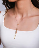 Gargantilha Gravata Cristais Coloridos Palitos Banhado a Ouro 18K