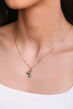 Gargantilha Veneziana Pingente Barroco Verde Jade Banhado a Ouro 18K ? 45 cm