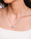 Gargantilha Elos Estrela do Mar Cravejada Cristal 1.3 cm Ródio Branco - 45 cm