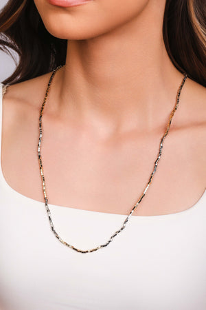 Gargantilha Longa Tubo Quadrado 2 mm Mix de Banhos - 60 cm