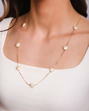 Gargantilha Longa Conchas Peroladas Banhado a Ouro 18K - 60 cm