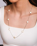 Gargantilha Longa Conchas Peroladas Ródio Branco - 60 cm