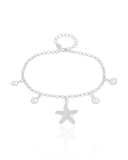 Tornozeleira Estrela do Mar com Pérolas Ródio Branco