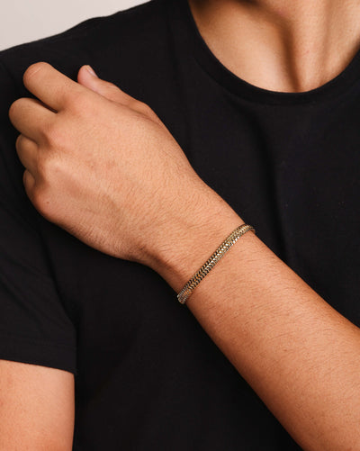 Pulseira Masculina Lacraia 6 mm Banhado a Ouro 18K