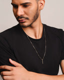 Gargantilha Masculina Palito Liso 2.5 cm Banhado a Ouro 18K - 70 cm