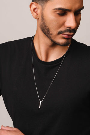 Gargantilha Masculina Palito Liso 2.5 cm Ródio Branco - 70 cm