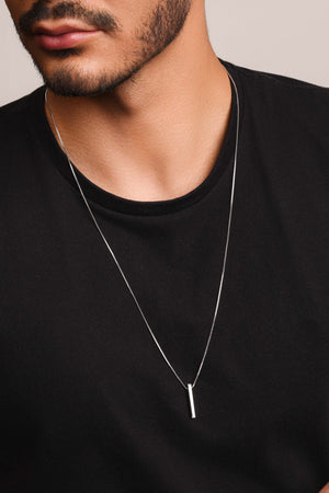 Gargantilha Masculina Palito Liso 2.5 cm Ródio Branco - 70 cm