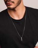 Gargantilha Masculina Palito Liso 2.5 cm Ródio Branco - 70 cm