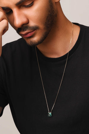 Gargantilha Masculina Carré Turmalina Banhado a Ouro 18K - 70 cm