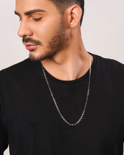 Colar Masculino Grumet 3 mm Ródio Branco - 60 cm