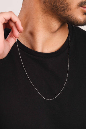 Gargantilha Masculina Torcida 1 mm Ródio Branco - 60 cm