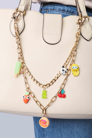 Colar de Bolsa Dupla Pingentes Verão Banho Dourado