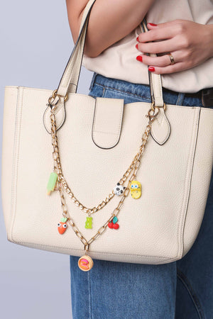 Colar de Bolsa Dupla Pingentes Verão Banho Dourado