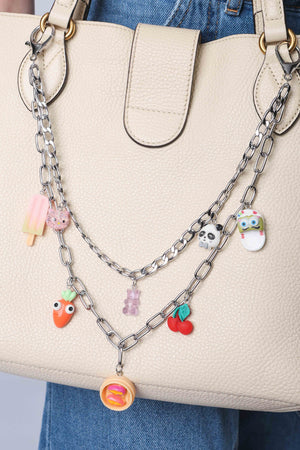 Colar de Bolsa Dupla Pingentes Verão Banho Branco