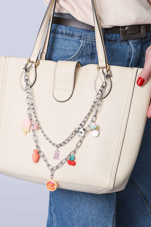 Colar de Bolsa Dupla Pingentes Verão Banho Branco