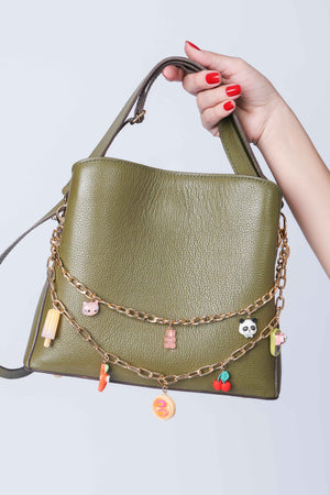 Colar de Bolsa Dupla Pingentes Verão Banho Dourado