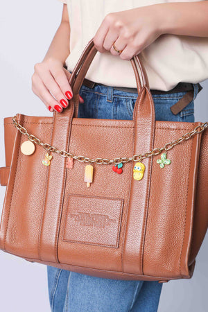 Colar de Bolsa Elos Pingentes Verão Banho Dourado