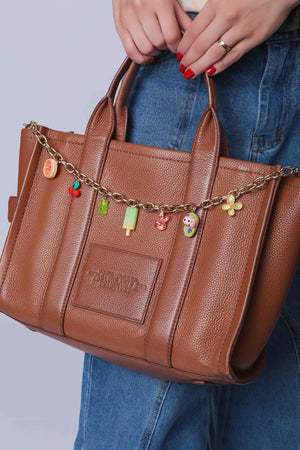 Colar de Bolsa Elos Pingentes Verão Banho Dourado