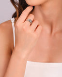 Anel Ajustável Esteira Texturizado Tamanho G Ródio Branco