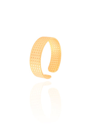 Anel Ajustavel Texturizado Tamanho M Banhado a Ouro 18K